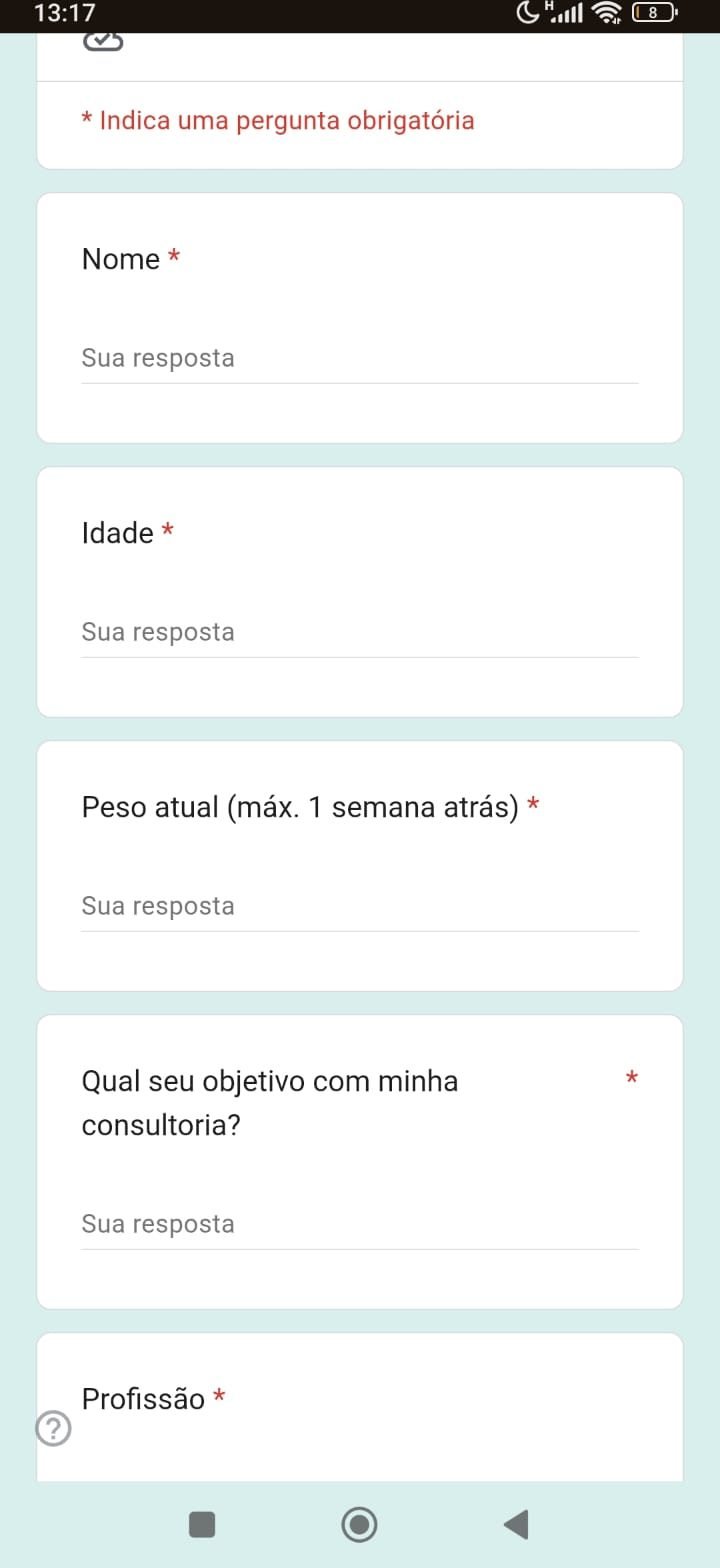 Formulário de anamnese
